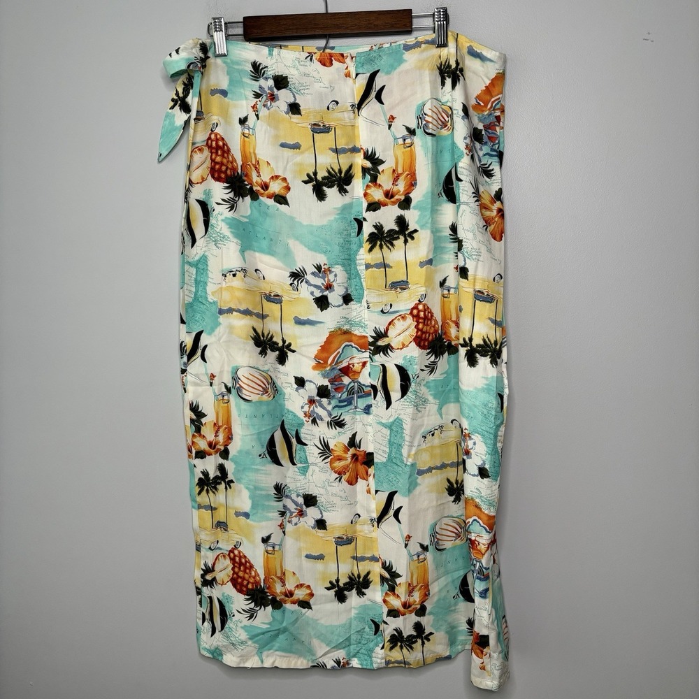 Vintage Liz Claiborne Skirt 16 Tropical Floral Maxi Faux Wrap Indie Colorful - Picture 2 of 11